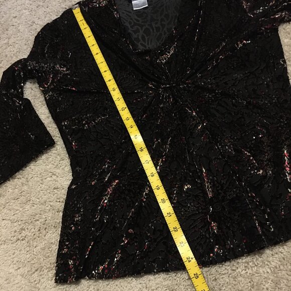 Y2K Vintage Libra Velvet Burn Out Sparkle Top Made in Canada - Picture 15 of 16